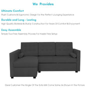 Megan LHS 4 Seater L Shaped Sofa Cum Bed for Living Room (Black Fabric) Premium Fabric Sofa