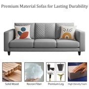 Mikasa 3 Seater Sofa Set for Living Room (Grey Colour Fabric) Premium Fabric Sofa