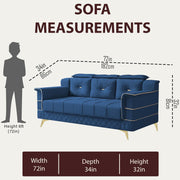 Julio 3 Seater Sofa Set for Living Room (Blue Colour Fabric) Premium Fabric Sofa