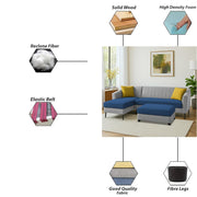 Neyami LHS 4 Seater with Ottoman L Shape Sofa Set for Living Room (Blue Grey) Premium Fabric Sofa Set