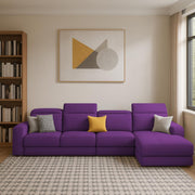 Orion RHS 6 Seater L Shape Sofa Set for Living Room (Purple Colour) Premium Fabric Sofa