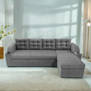 Grance LHS 4 Seater Corner Sofa Cum Bed for Living Room (Black Fabric) Premium Fabric Sofa