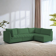 Lenser L Shaped Sofa Set for Living Room (Green Fabric) Premium Fabric Sofa Set