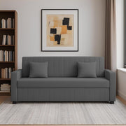 Cameron 3 Seater Sofa Cum Bed for Living Room (Dark Grey Fabric) Premium Fabric Sofa