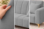 Velour Modern Velvet Sofa, Tufted Design Upholstered 3 Seater Sofa Set for Living Room, (Black Colour) Premium Velvet Fabric Sofa