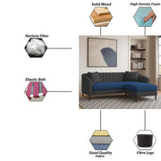 Casaliving Doraldo 4 Seater L Shape Convertible Sofa Set for Living Room, 3 Seater & Ottoman Modular Sectional Couch for Small Space (Black Blue Colour) Fabric