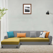 Casaliving Kaven LHS 4 Seater L Shape Sofa Set for Living Room (Black Fabric)