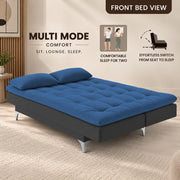 Casaliving Danny Sofa Cum Bed for Living Room Premium Fabric Sofa New 3 Seater Sofa Cum Bed Velvet Fabric with 2 Cushions and Suitable for All Indoor (Black Grey)