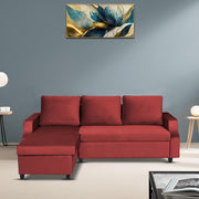 Asper LHS 4 Seater L Shape Sofa Set for Living Room (Maroon Fabric) Premium Fabric Sofa