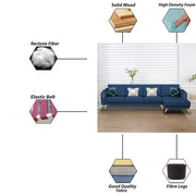 Falco RHS 6 Seater L Shape Sofa Set for Living Room (Blue Fabric) Premium Fabric Sofa