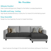 Oslo 4 Seater RHS L Shape Sofa Set for Living Room (Black Grey Fabric) Premium Fabric Sofa Set for Living Room