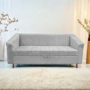 Casaliving Doraldo 3 Seater Sofa Cum Bed for Living Room (Cream Fabric) Premium Fabric Sofa