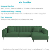 Damian RHS 4 Seater L Shape Sofa Set for Living Room (Green Colour Fabric) Premium Fabric Sofa Set for Living Room