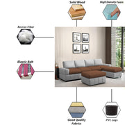 Rone 6 Seater L-Shaped & U-Shaped Sofas Set for Living Room – (Brown Grey Colour Fabric) Premium Comfort Sofa