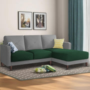Swaloni RHS 4 Seater L Shape Sofa Set for Living Room (Green Grey) Premium Fabric Sofa