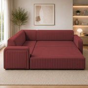 Casaliving Rion 6 Seater L Shape Corner Sofa Cum Bed for Living Room (Black Fabric) Premium Fabric Sofa Cum Bed