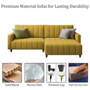 Netlie 4 Seater RHS L Shape Sofa Set for Living Room (Yellow Fabric) Premium Fabric Sofa Set for Living Room