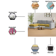 Charmi LHS 4 Seater L Shape Sofa Set for Living Room (Yellow Grey Fabric) Premium Fabric Sofa