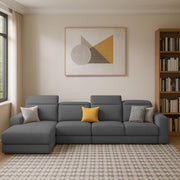 Orion LHS 6 Seater L Shape Sofa Set for Living Room (Dark Grey Colour) Premium Fabric Sofa