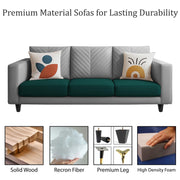 Casaliving Mikasa 3 Seater Sofa Set for Living Room (Black Colour Fabric) Premium Fabric Sofa