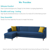 Neyami LHS 6 Seater L Shape Sofa Set for Living Room (Blue) Premium Fabric Sofa Set