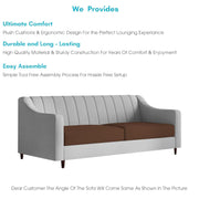 Mobius 3 Seater Sofa Set for Living Room (Brown Grey Colour Sofa) Premium Fabric Sofa for Living Room