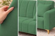 Velour Modern Velvet Sofa, Tufted Design Upholstered 3 Seater Sofa Set for Living Room, (Black Colour) Premium Velvet Fabric Sofa