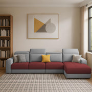 Orion RHS 6 Seater L Shape Sofa Set for Living Room (Maroon Grey Colour) Premium Fabric Sofa