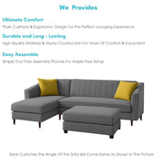 Neyami LHS 4 Seater with Ottoman L Shape Sofa Set for Living Room (Dark Grey) Premium Fabric Sofa Set