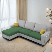 Casaliving Porto RHS 4 Seater L Shape Sofa Set for Living Room (Black Fabric) Premium Velvet Fabric Sofa Set - Black