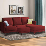 Swaloni RHS 4 Seater L Shape Sofa Set with Center Table for Living Room (Maroon) Premium Fabric Sofa