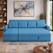 Casaliving Treshta 6 Seater LHS L - Shape Pull-Out Sofa Cum Bed Sofa for Living Room (Dark Grey Fabric Color) Premium Fabric Sofa Set for Living Room Sofa Cum Bed
