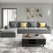 Delton LHS 6 Seater L Shape Sofa Set for Living Room (Grey Colour) Premium Fabric Sofa Set