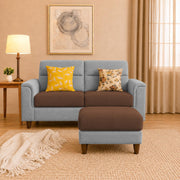 Casaliving Nancy 2 Seater with Ottoman Sofa Set for Living Room (Black Colour) Premium Fabric Sofa Set