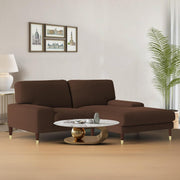 Latieo RHS 2 Seater Lounger L Shape Sofa Set for Living Room (Brown) Premium Fabric Sofa