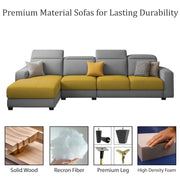 Orion LHS 6 Seater L Shape Sofa Set for Living Room (Yellow Grey Colour) Premium Fabric Sofa
