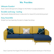Falco RHS 4 Seater L Shape Sofa Set for Living Room (Blue Yellow Fabric) Premium Fabric Sofa