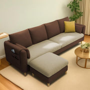 Robben 3 Seater Sofa Set with Center Table for Living Room (Brown Cream Colour) Premium Fabric Sofa