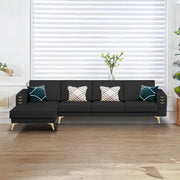 Falco LHS 6 Seater L Shape Sofa Set for Living Room (Black Fabric) Premium Fabric Sofa
