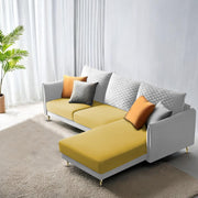 Casaliving Stanly LHS 4 Seater L Shape Sofa Set for Living Room (Blue Fabric) Premium Fabric Sofa