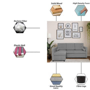 Megan LHS 4 Seater L Shaped Sofa Cum Bed for Living Room (Dark Grey Fabric) Premium Fabric Sofa