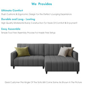 Netlie 4 Seater RHS L Shape Sofa Set for Living Room (Dark Grey Fabric) Premium Fabric Sofa Set for Living Room