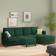 Swaloni RHS 6 Seater L Shape Sofa Set with Center Table for Living Room (Green) Premium Fabric Sofa