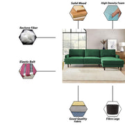 Oudrey 3 Seater Sofa Set with Center Table for Living Room (Green Colour) Premium Fabric Sofa