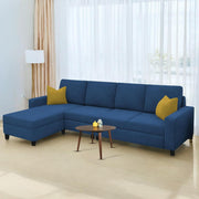 Casaliving Gerio 6 Seater LHS L Shape Sofa Set for Living Room (Blue Fabric) Premium Fabric Sofa