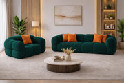 Vetras Modern Velvet Bubble Cloud Sofa, Tufted Design Upholstered 3+1 Seater Sofa Set for Living Room, (Black Colour) Premium Velvet Fabric Sofa