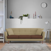Letty 3 Seater Sofa Set for Living Room (Cream Brown Colour) Premium Fabric Sofa
