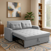 Treshta 2 Seater Pull-Out Premium Fabric Sofa Cum Bed Sofa Set for Living Room (Blue Fabric Color) Premium Fabric Sofa Set for Living Room