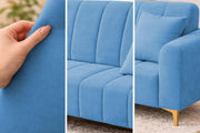 Velour Modern Velvet Sofa, Tufted Design Upholstered 3 Seater Sofa Set for Living Room, (Black Colour) Premium Velvet Fabric Sofa