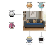 Lifestyle 3 Seater Sofa for Living Room (Black Colour Fabric)